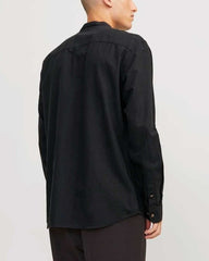 JACK&JONES MENS SUMMER COTTON/LINEN SHIRT (BLACK) - Smgarment's