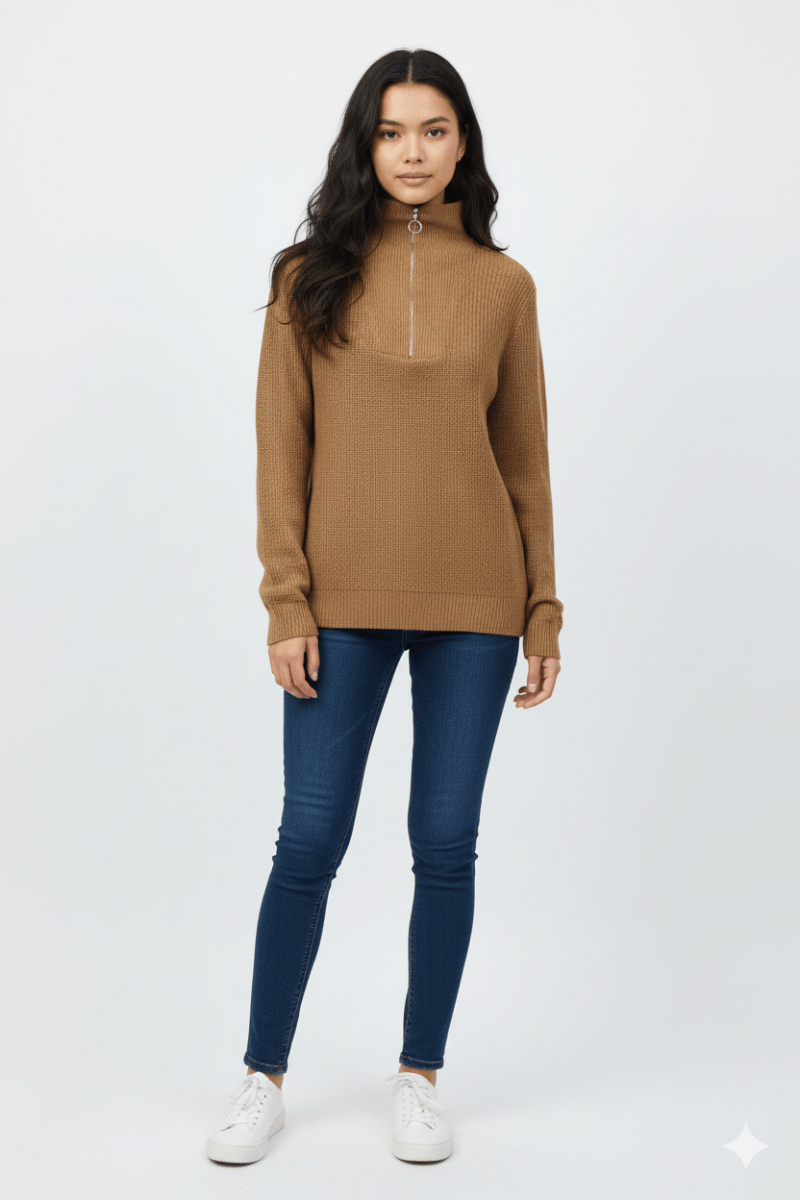 JJ WOMENS HALF ZIP UP SWEATER - Smgarment's