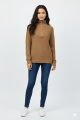 JJ WOMENS HALF ZIP UP SWEATER - Smgarment's