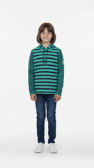 KANGAROOS Kids’ Striped Full Sleeve Hoodie – Green & Navy - Smgarment's