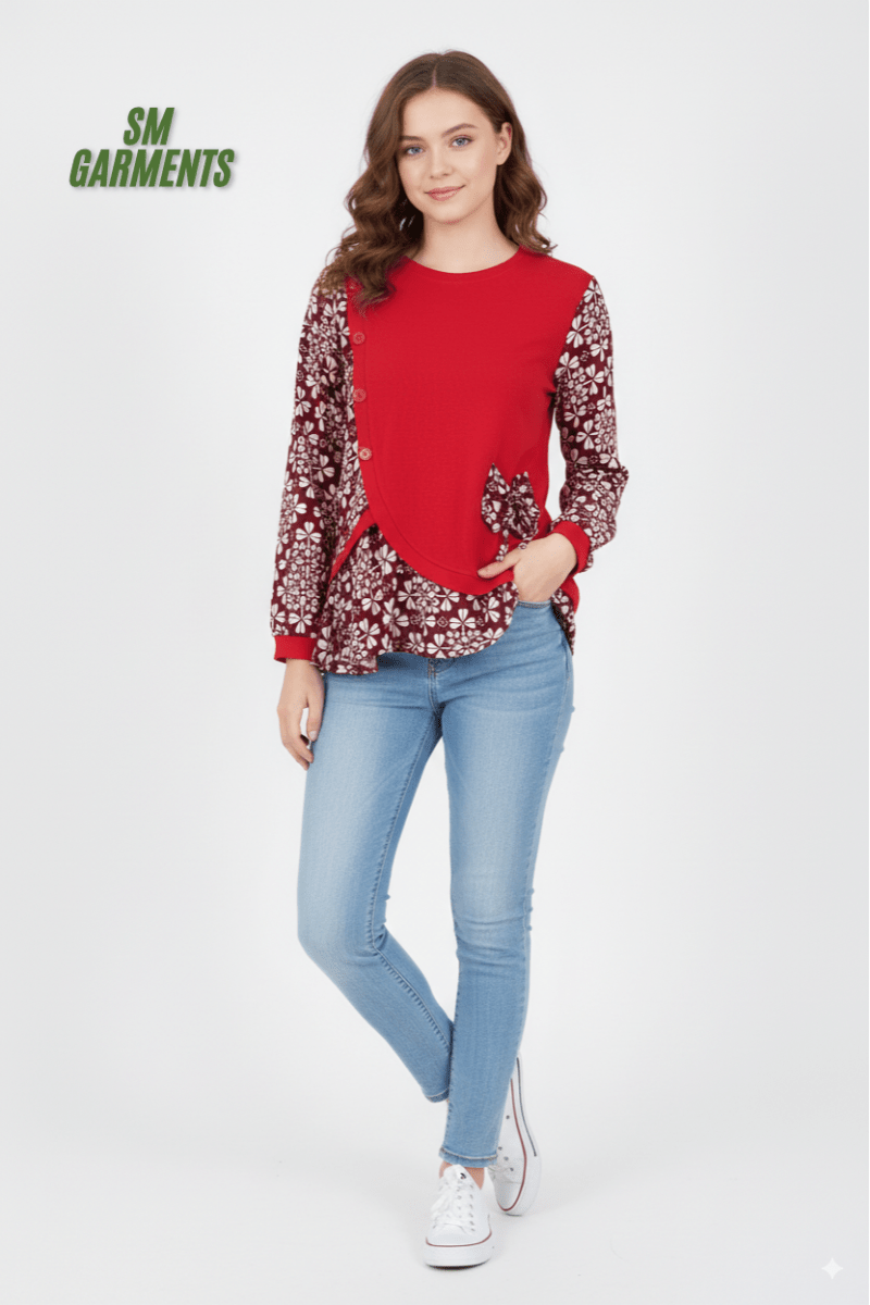 KELITE Casual Asymmetrical Printed Top - Smgarment's