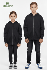 KIDS BASIC BLACK ZIPPED HOODIE - Smgarment's