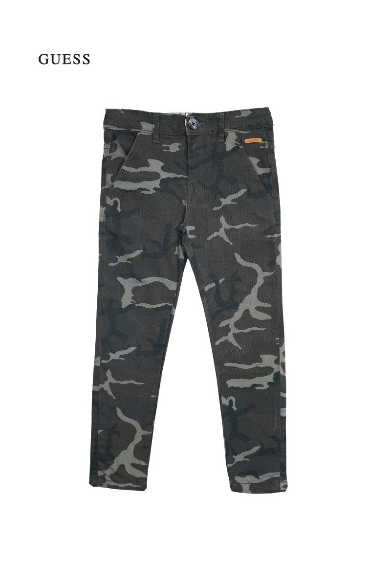 Kids' Camouflage Slim Fit Pants – Military Green Camo - Smgarment's