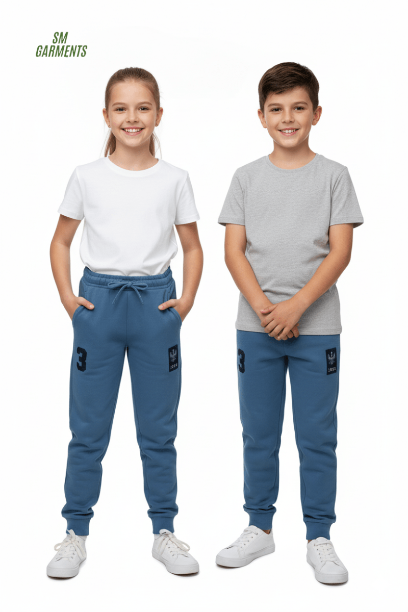 KIDS Classic Blue Joggers Trouser with Sporty Patches - Smgarment's