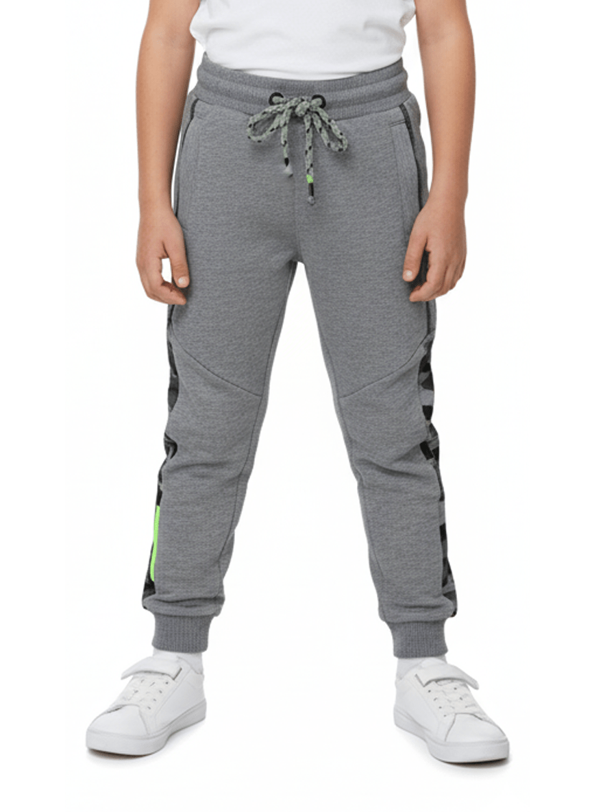 KIDS Grey Performance Joggers Trouser with Camo Side Stripe - Smgarment's
