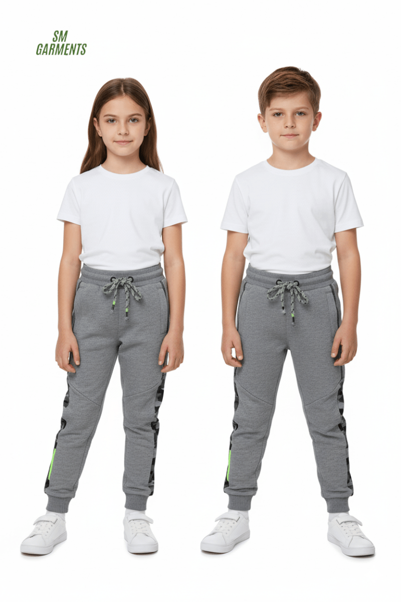 KIDS Grey Performance Joggers Trouser with Camo Side Stripe - Smgarment's