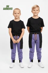 Kids Jogger Trouser Bottoms Color Purple & Black - Smgarment's