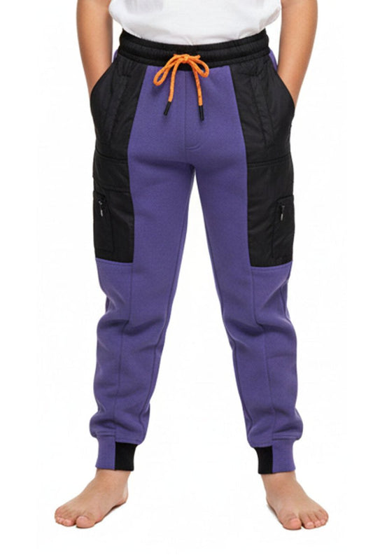 Kids Jogger Trouser Bottoms Color Purple & Black - Smgarment's