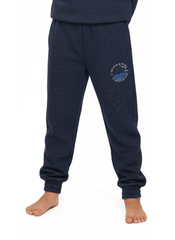 Kids' Marled Fleece Joggers Trouser - Navy with "Wilderness Adventure" Graphic - Smgarment's