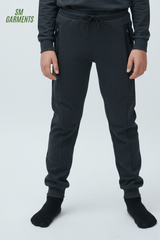 Kids Performance Tech Jogger Black Trouser with Green Texture - Smgarment's
