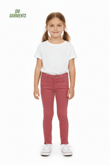 Kids’ Pink Skinny Jeans with Raw Step Hem - Smgarment's