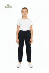 KIDS Relaxed Fit Black Cotton Pants – Elastic Waistband - Smgarment's