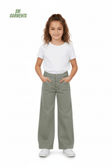 Kids Sage Green Wide - Leg Jeans - Smgarment's