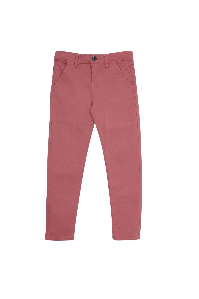 Kids Slim Fit Twill Pants – Dusty Rose Pink - Smgarment's