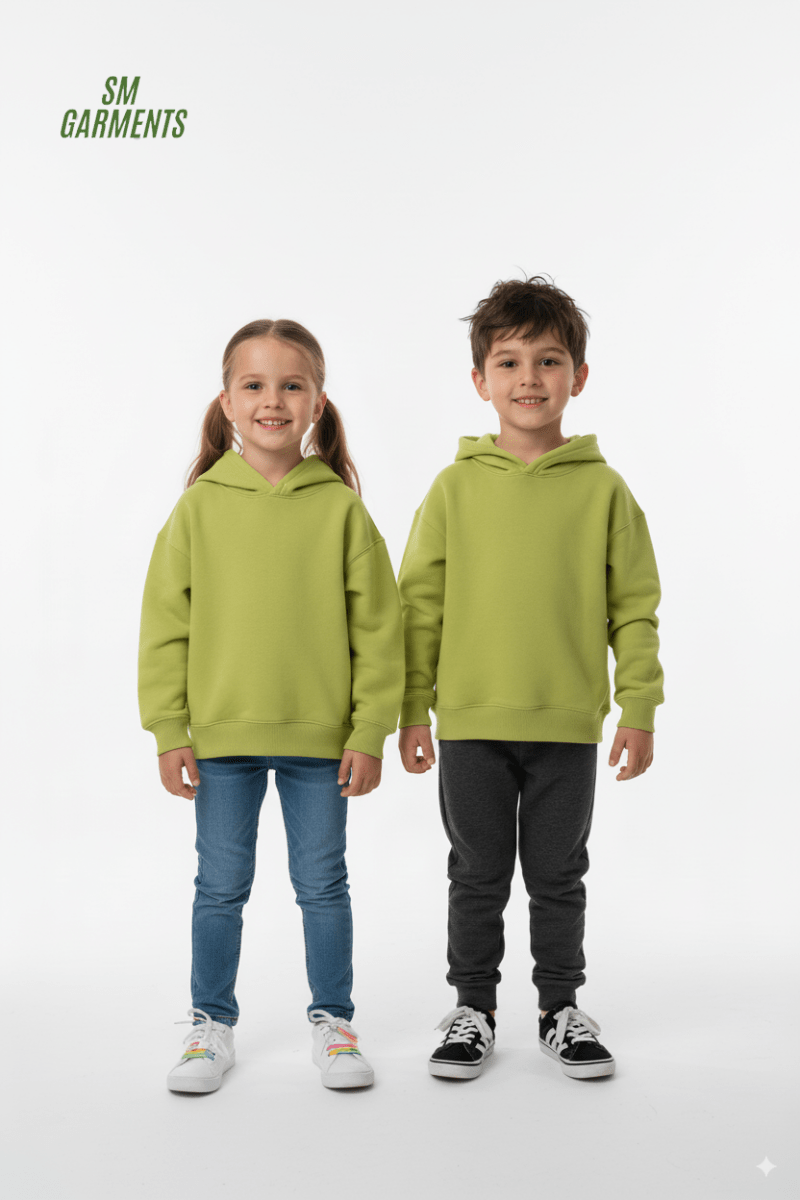 Kids' Solid Lime Green Pullover Hoodie - Smgarment's