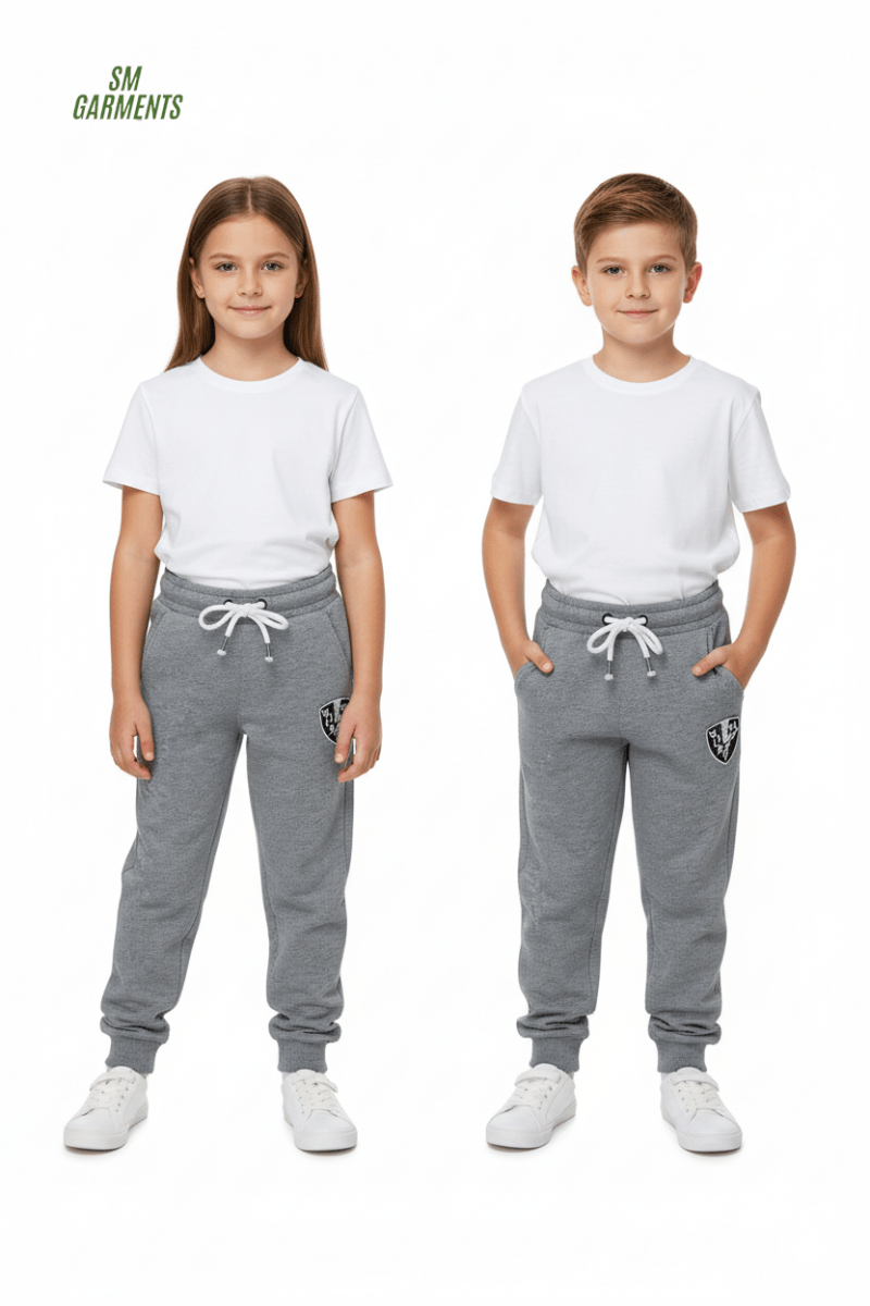 Kids Sporty Fleece Jogger Trouser - Heather Grey - Smgarment's