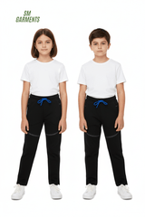 Kids Tech Fleece Performance Joggers Trouser - Black with Blue Drawstring - Smgarment's