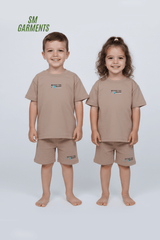 Kids Text Printed Tee & Shorts Loungewear Set - Smgarment's