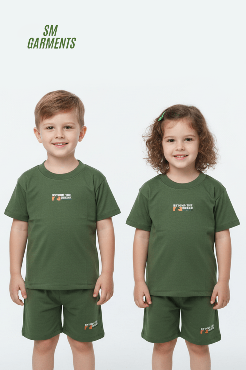 Kids Text Printed Tee & Shorts Loungewear Set - Smgarment's