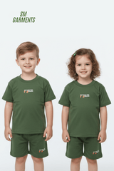 Kids Text Printed Tee & Shorts Loungewear Set - Smgarment's