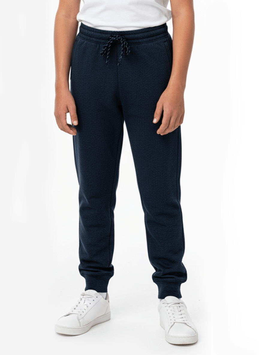 Kids Textured Knit Jogger Trouser with Drawstring - Deep Navy Blue - Smgarment's