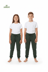 KIDS Ultimate Comfort Cargo Joggers Trouser - Forest Green - Smgarment's