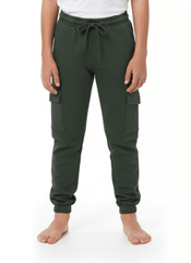 KIDS Ultimate Comfort Cargo Joggers Trouser - Forest Green - Smgarment's