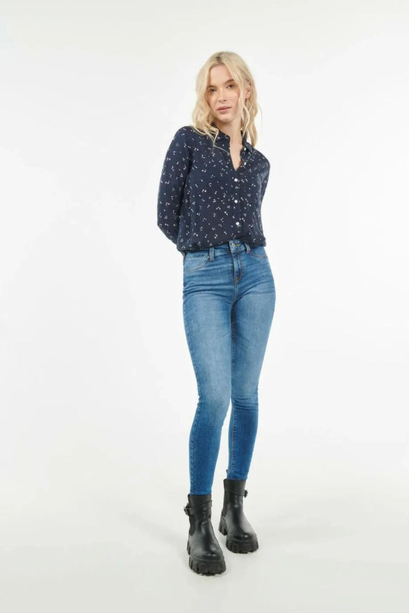 KOAJ Printed Long - Sleeved Unicolor Blouse - Smgarment's