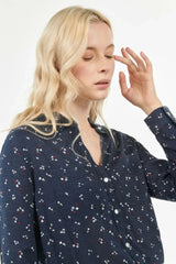 KOAJ Printed Long - Sleeved Unicolor Blouse - Smgarment's