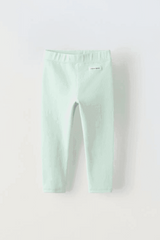 label detail ribbed leggings - SMgarment's