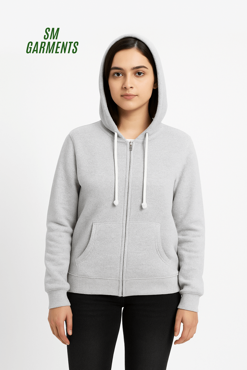 LAGACI Women’s Light Grey Zip - Up Hoodie - Smgarment's