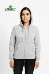 LAGACI Women’s Light Grey Zip - Up Hoodie - Smgarment's