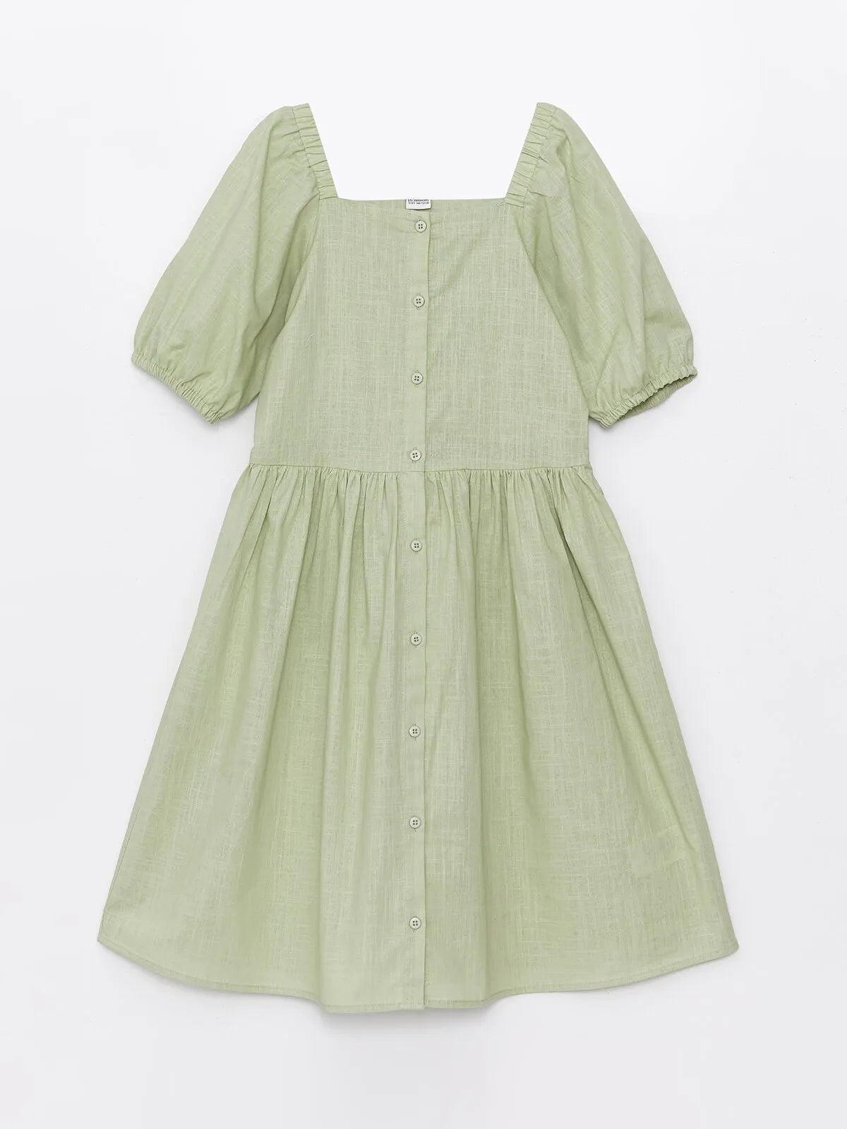 LCW Kids Square Neck Girls Dress - SMgarment's
