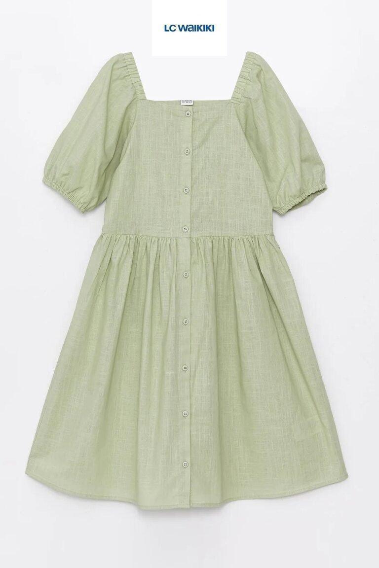 LCW Kids Square Neck Girls Dress - SMgarment's