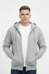LEFTIES Men's Classic Grey Zip - Up Hoodie - Smgarment's