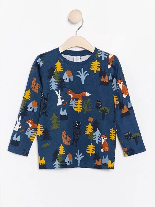 LINDEX Blue Top With Forest Animal Print - SMgarment's