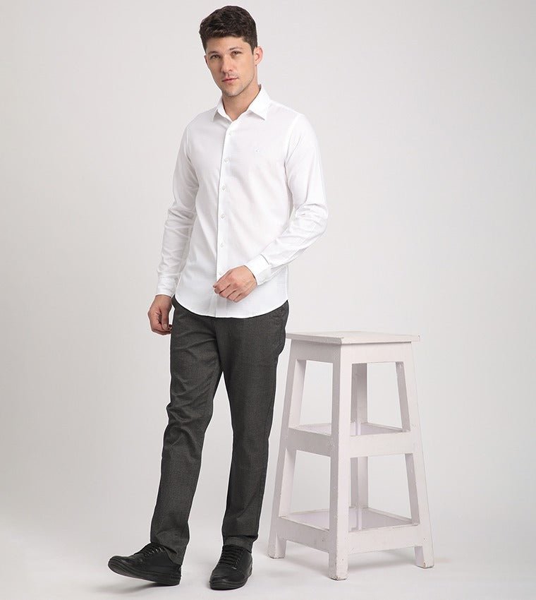 Logo Embroidered Stretch Fitted Shirt - Smgarment's