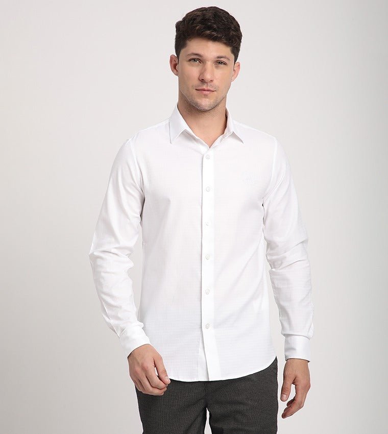 Logo Embroidered Stretch Fitted Shirt - Smgarment's