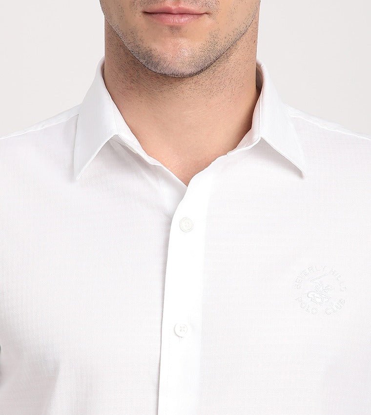 Logo Embroidered Stretch Fitted Shirt - Smgarment's