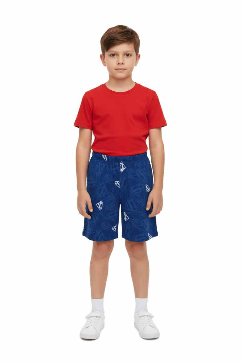 LOONEY TOONS Boys' Superman Logo Print Athletic Shorts – Blue - Smgarment's