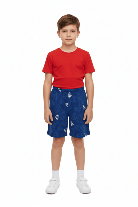 LOONEY TOONS Boys' Superman Logo Print Athletic Shorts – Blue - Smgarment's