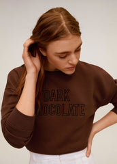 MNG WOMEN EMBROIDED MESSAGE CROPPED SWEATSHIRT