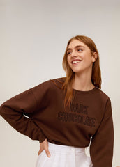 MNG WOMEN EMBROIDED MESSAGE CROPPED SWEATSHIRT