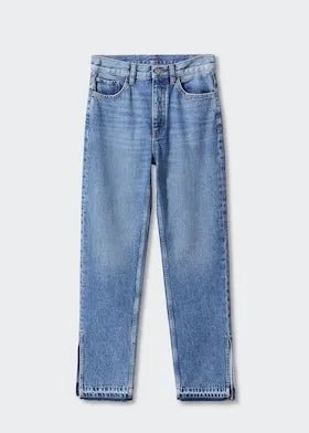 Mango High - rise straight jeans with slits - Smgarment's