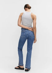 Mango High - rise straight jeans with slits - Smgarment's