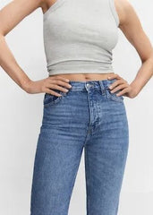 Mango High - rise straight jeans with slits - Smgarment's