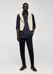 MANGO Slim Fit Stretch Cotton Shirt NAVY - SMgarment's