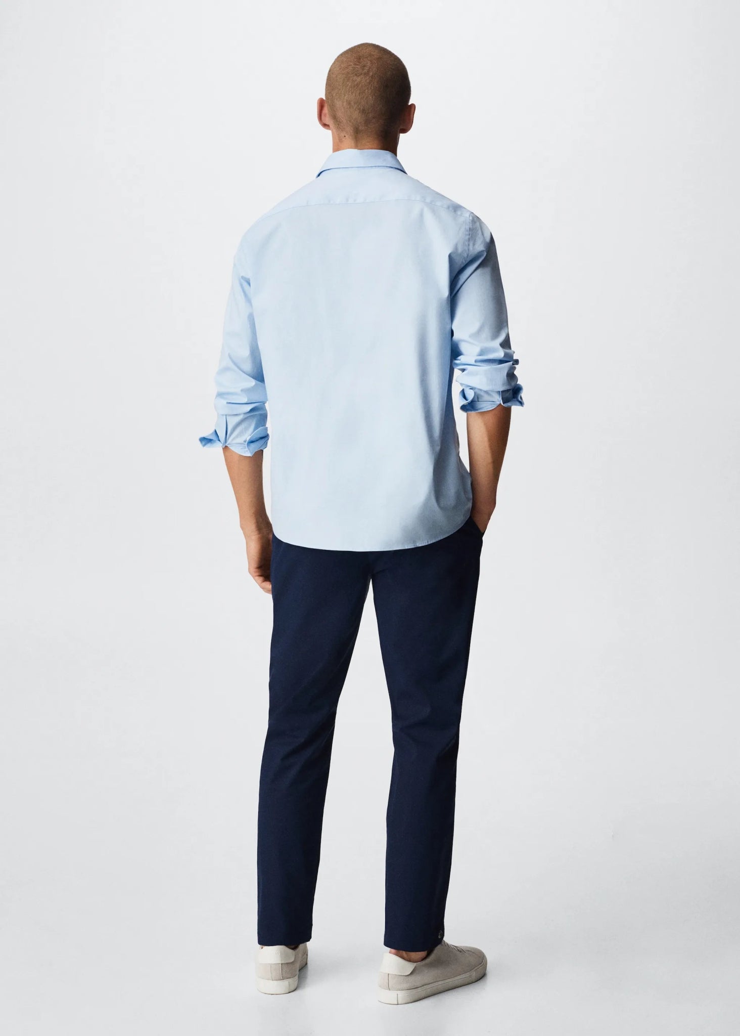 MANGO Slim Fit Stretch Cotton Shirt SKY BLUE - SMgarment's