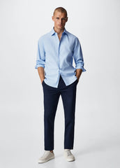 MANGO Slim Fit Stretch Cotton Shirt SKY BLUE - SMgarment's