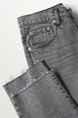 MANGO Straight Cropped High Waist Ankle Length Jeans - Smgarment's